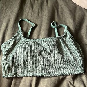 Women's Green Textured Bikini Top